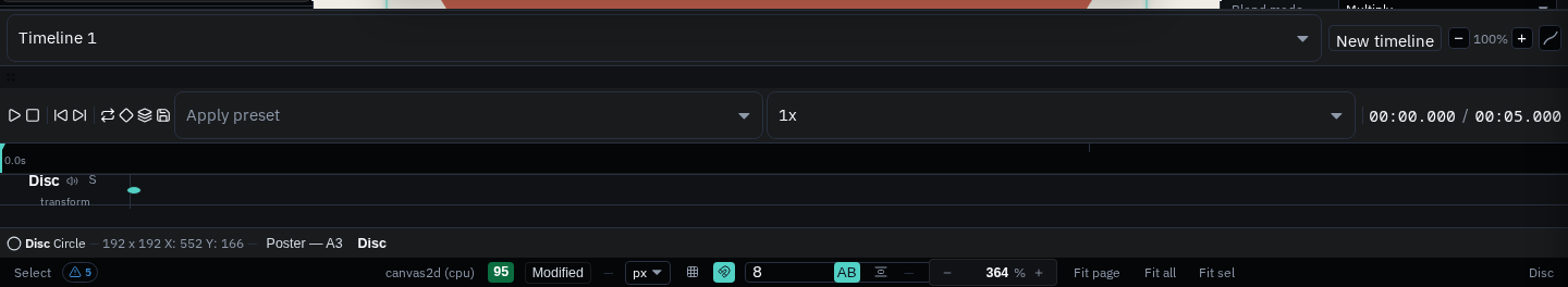 The Varve timeline panel with a track for the selected layer