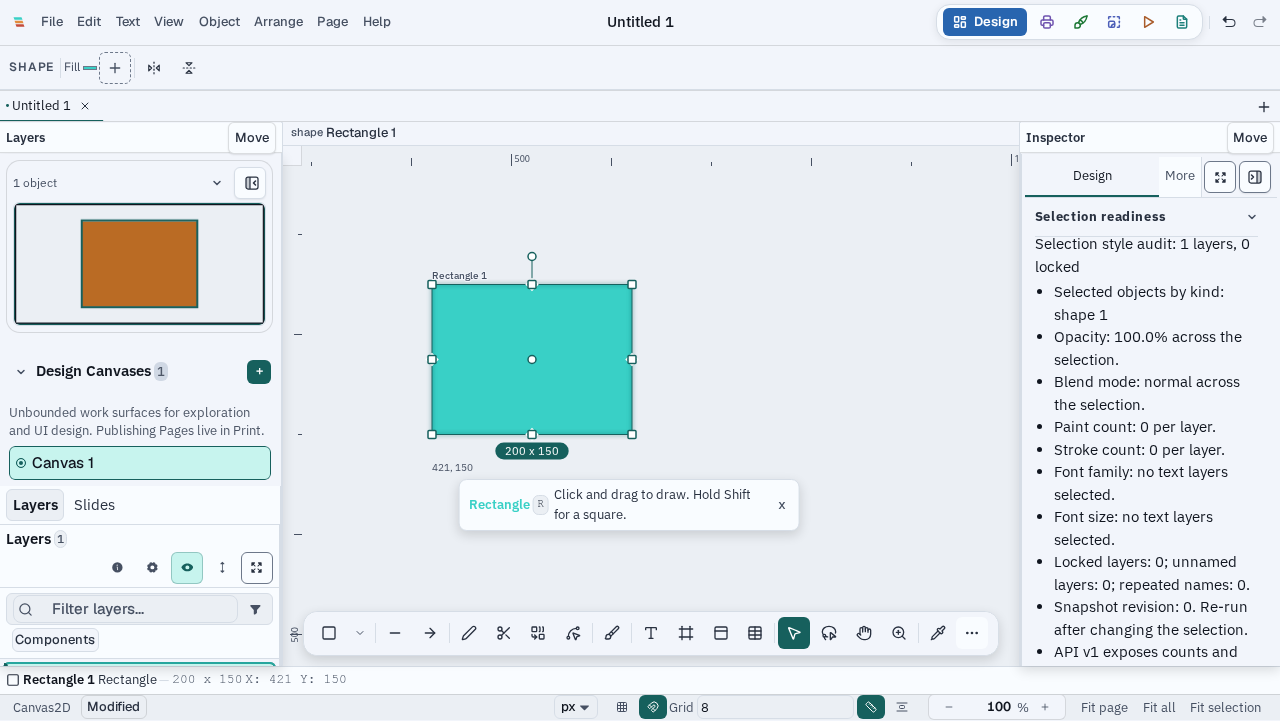 Selection Style Readiness analysis shown in the Varve Properties Inspector