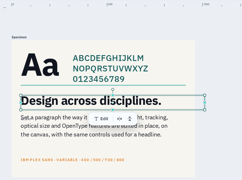 A type specimen in Varve showing a display character, a character set, a subhead and a body paragraph